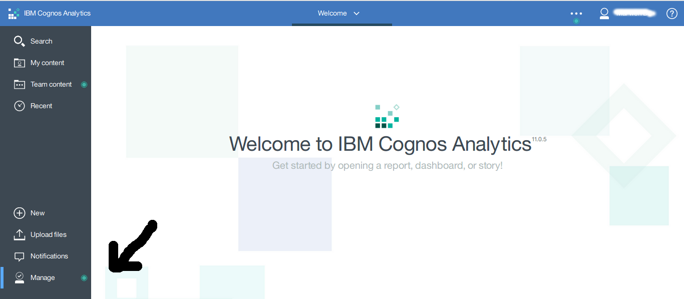 IBM Cognos : Click manage