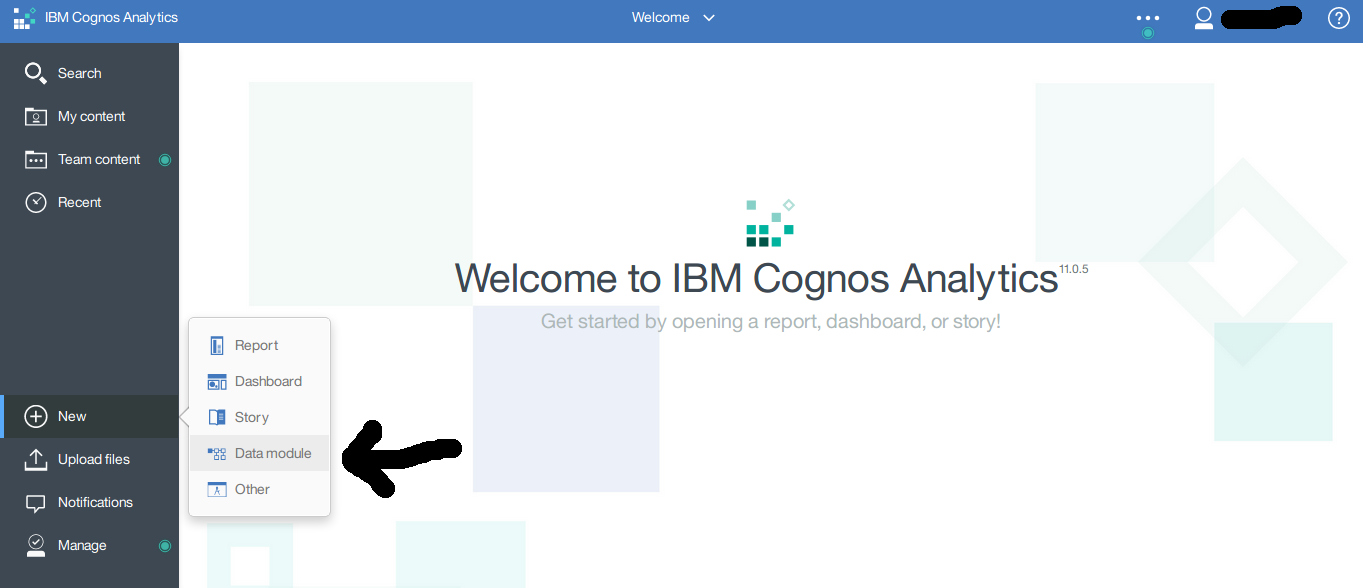 IBM Cognos : Create a new data module