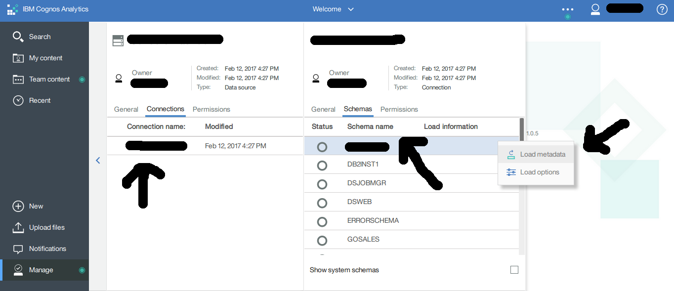 IBM Cognos : load metadata